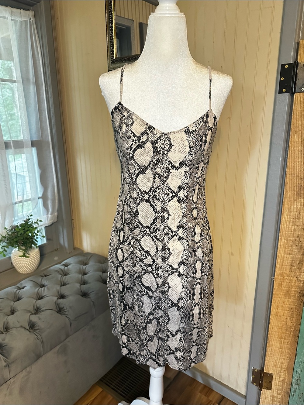 Express Snakeskin Print Mini Dress Spaghetti Strap Slip Dress Women’s Small